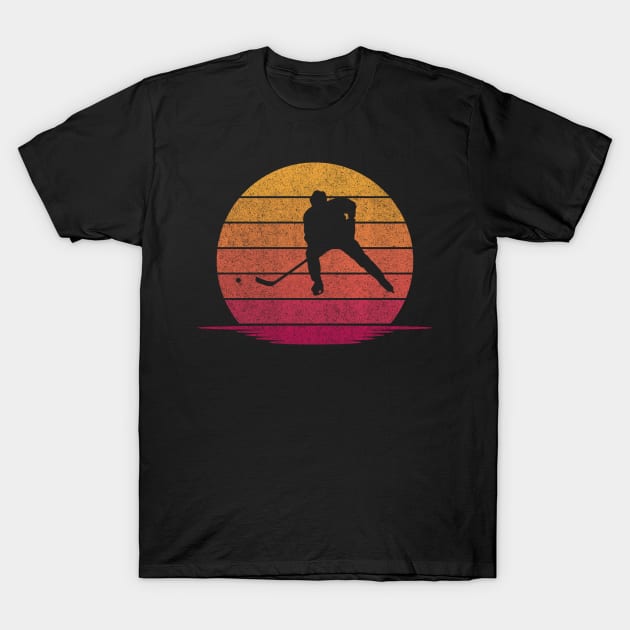 Awesome Funny Ice hockey Gift - Hobby Silhouette Sunset Design T-Shirt by mahmuq